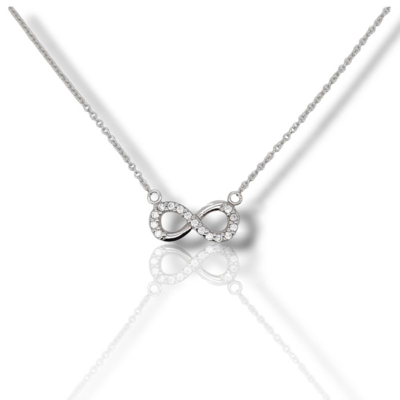 Φωτογραφία από White gold infinity symbol necklace k14 with white zircon (code N2534)