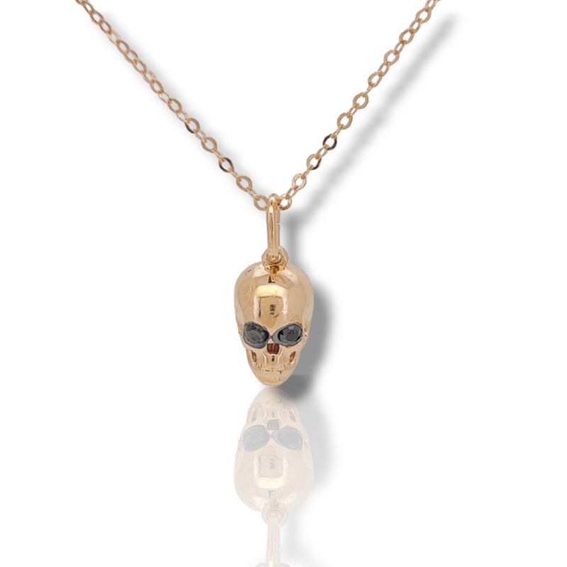 Φωτογραφία από Rose gold necklace k18 with diamonds SKULL (code P2246)