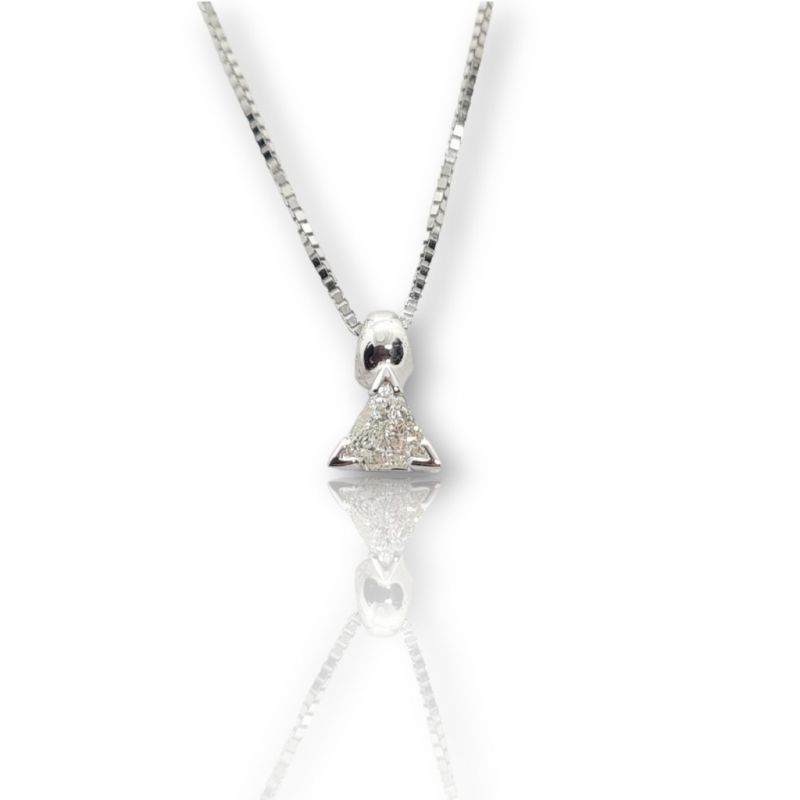 Φωτογραφία από White gold single stone necklace k18 with diamond (code T2506)