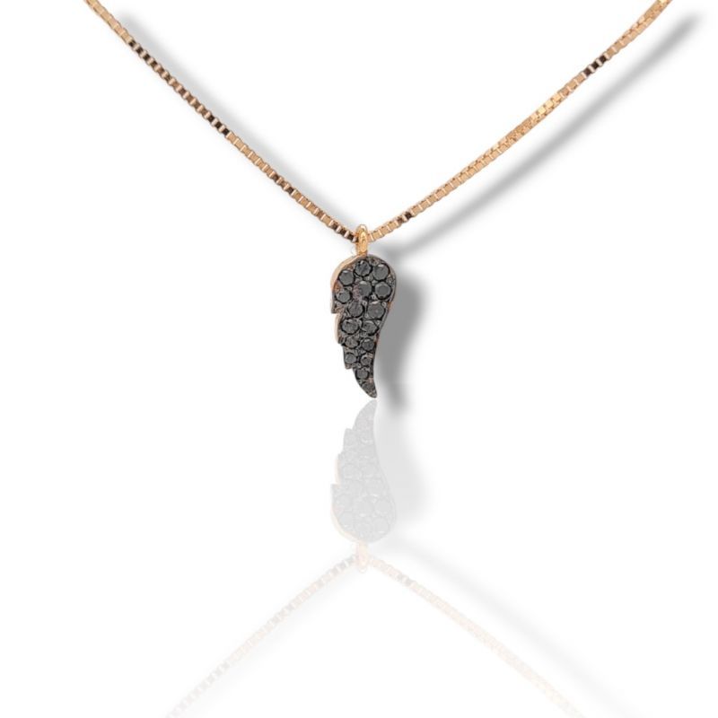 Φωτογραφία από Piuma in oro rosa K18 con diamanti neri (code T2703)
