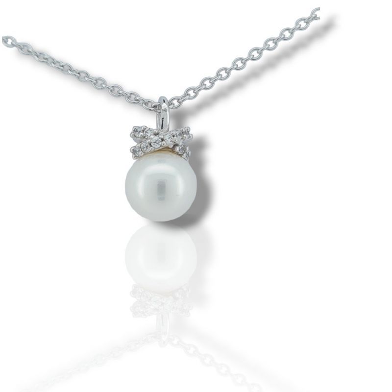 Φωτογραφία από White gold necklace k14 with a pearl and a zircon on top ( code S229408m)