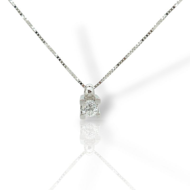 Φωτογραφία από White gold single stone necklace k18 with diamond (code T2327)