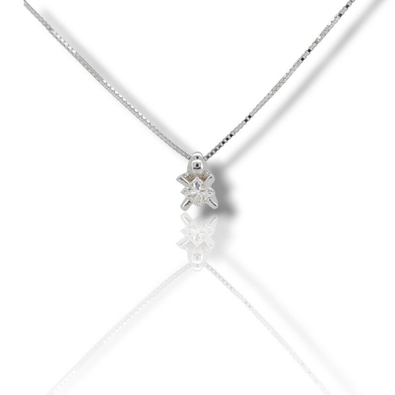 Φωτογραφία από White gold single stone necklace k18 with diamond (code T2707)