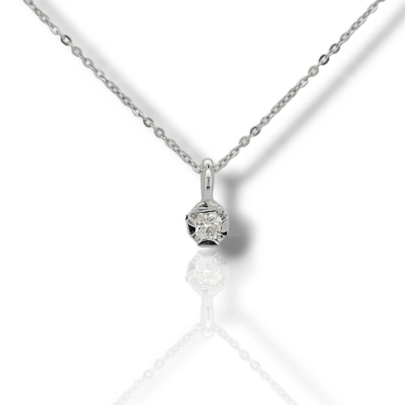 Φωτογραφία από Punto di luce in oro bianco k18 con diamante (code T2853)