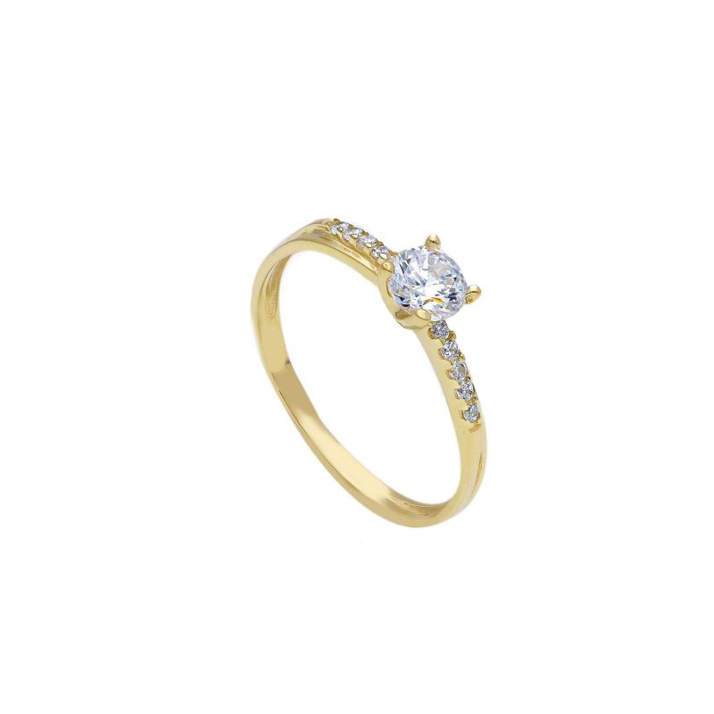 Φωτογραφία από Δαχτυλίδι μονόπετρο απο χρυσό κ14 με  ζιργκόν  (code S253150)