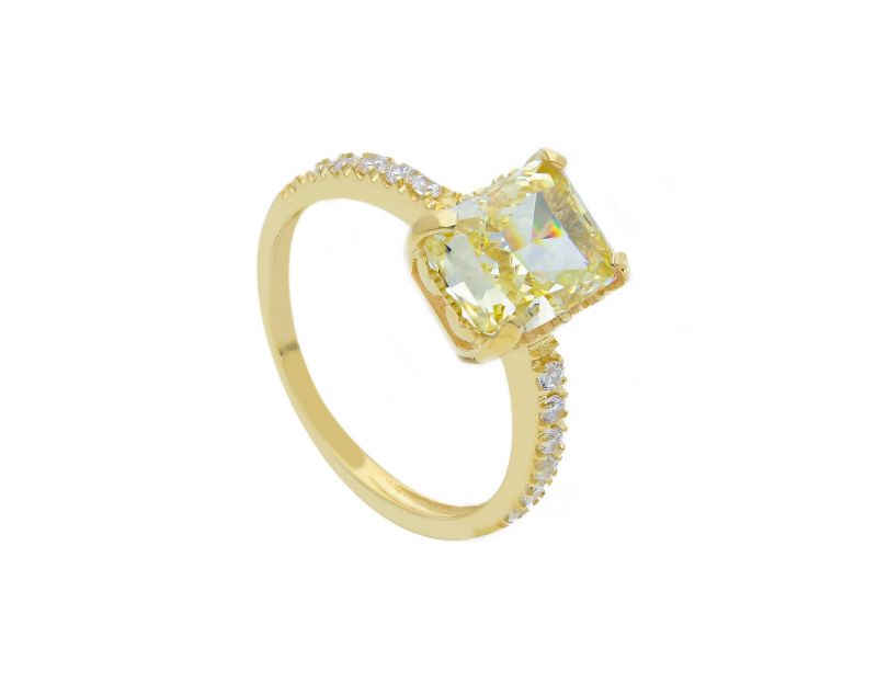 Φωτογραφία από Single stone yellow gold ring k14 with nailed zirgons (code S271085)