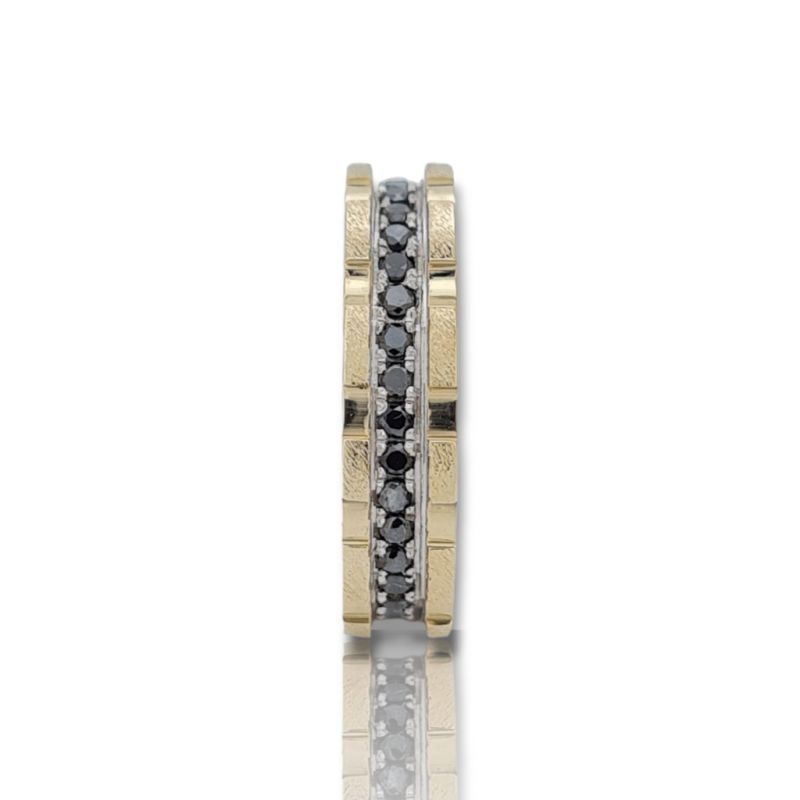 Φωτογραφία από Eternity Yellow & White gold k14 ring with dlack diamonds (M2713)