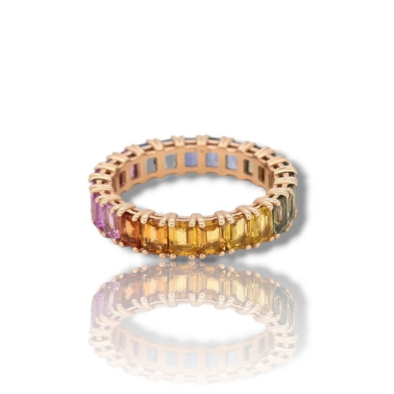 Φωτογραφία από Rose gold ring k14 with colorful sapphires(code M2873)