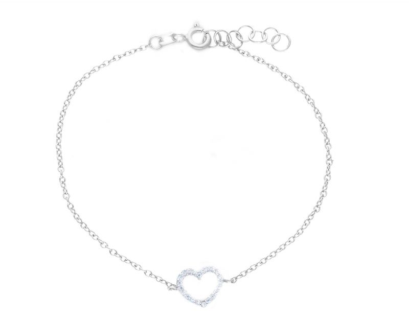 Φωτογραφία από Bracciale cuoricino in oro bianco k9 con zirconia cubica (code S222213)