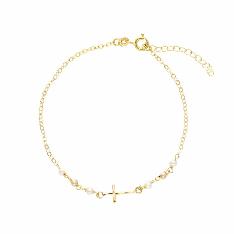 Φωτογραφία από Bracciale in oro giallo k9 con croce e perle (code  S278043)
