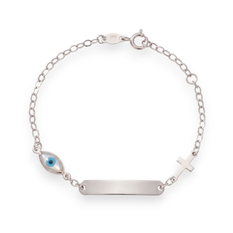 Φωτογραφία από Bracciale identificativo in oro bianco con occhio Greco e croce k14 (code )