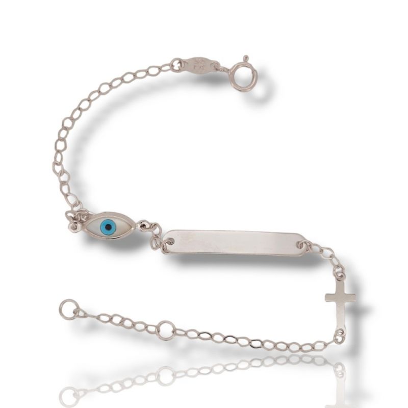 Φωτογραφία από Bracciale identificativo in oro bianco con occhio Greco e croce k14 (code )