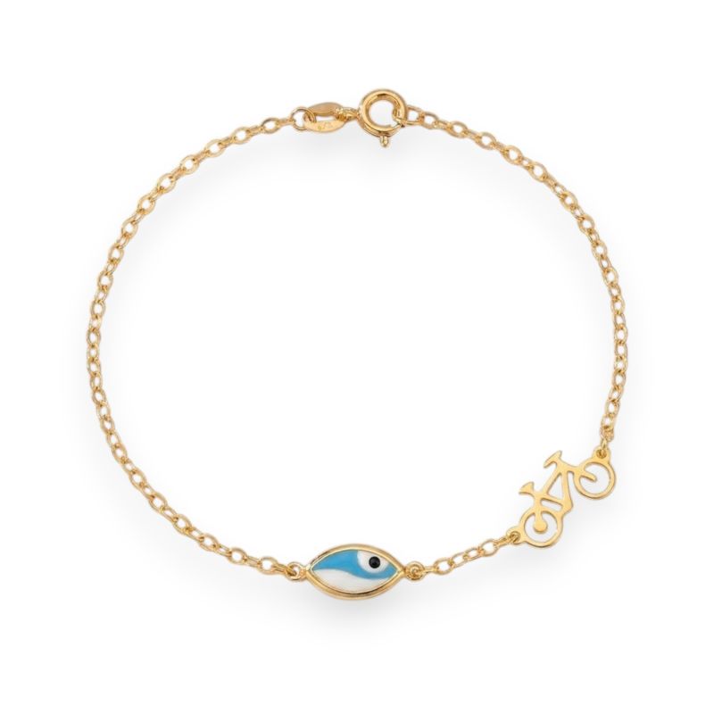 Φωτογραφία από Bracciale in oro giallo k9 con bicicletta e occhio Greco  (code )
