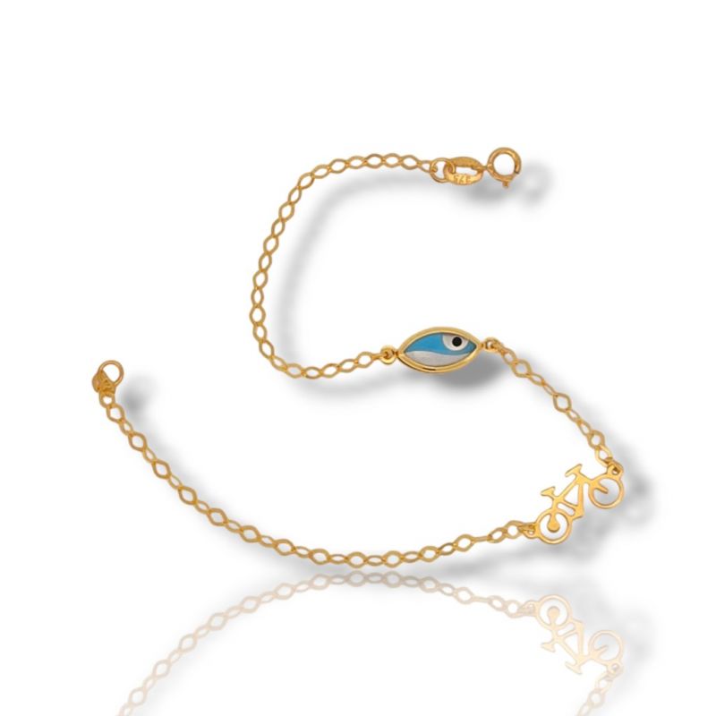 Φωτογραφία από Bracciale in oro giallo k9 con bicicletta e occhio Greco  (code )