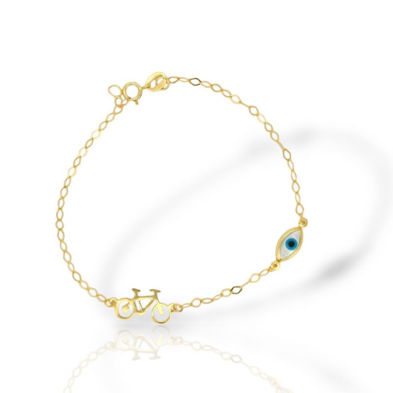 Φωτογραφία από Bracciale in oro giallo k14 con bicicletta e occhio Greco  (code AL2836)