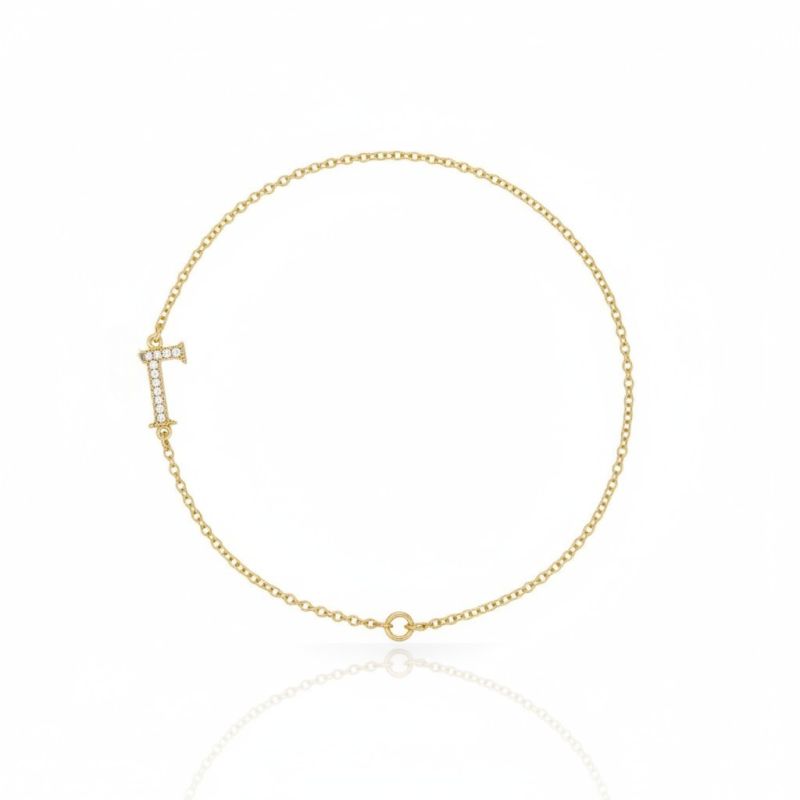 Φωτογραφία από K9 gold bracelet with the greek letter Γ(code AL2837)