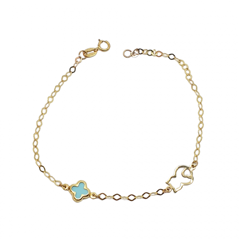 Φωτογραφία από Bracciale in oro giallo k9 con gattino e croce (code AL2160)